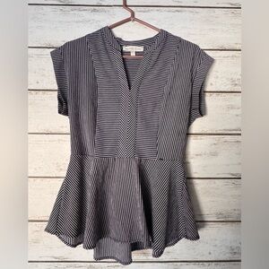 Monteau Black and White Striped Blouse